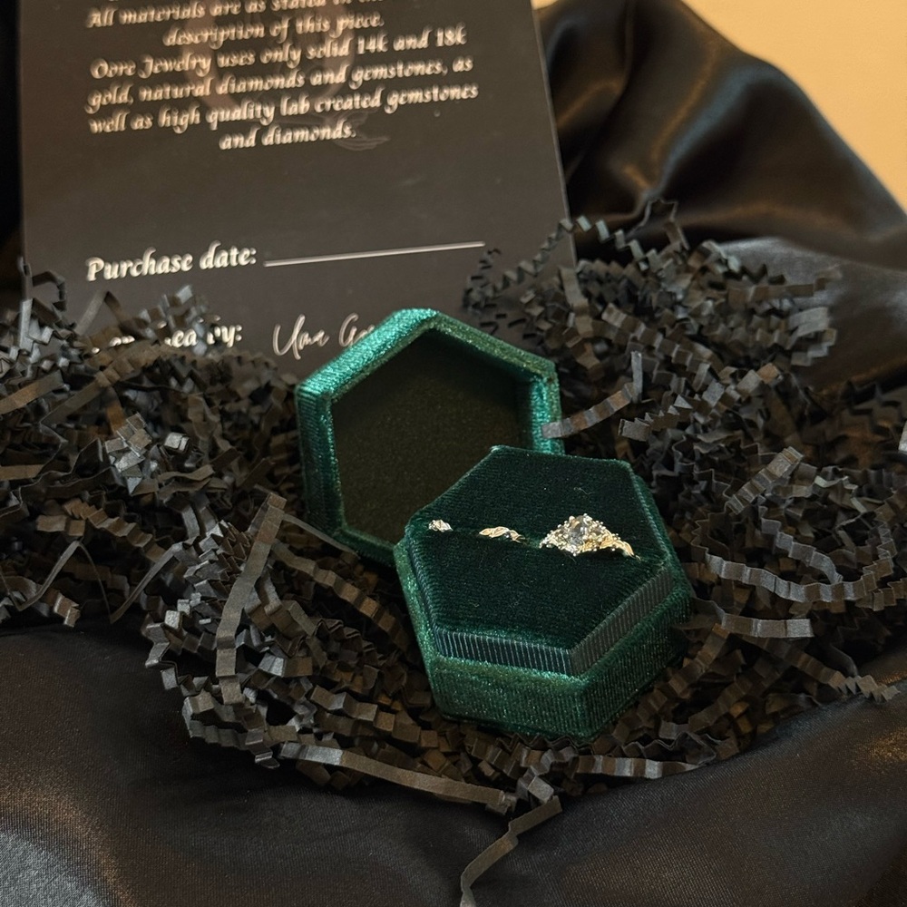 Briar Rose Three Stone Setting, 1 CT Diamond Engagement Ring + Wedding Band.